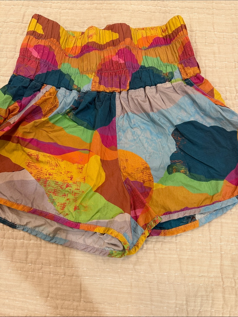 Free People Multicolor Abstract High-Waist Shorts
